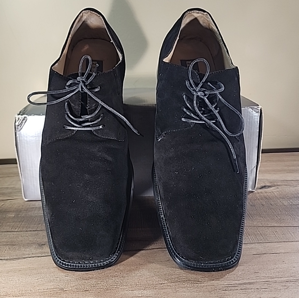 Zengara Mens Black Oxford Suede Shoes Size 13M